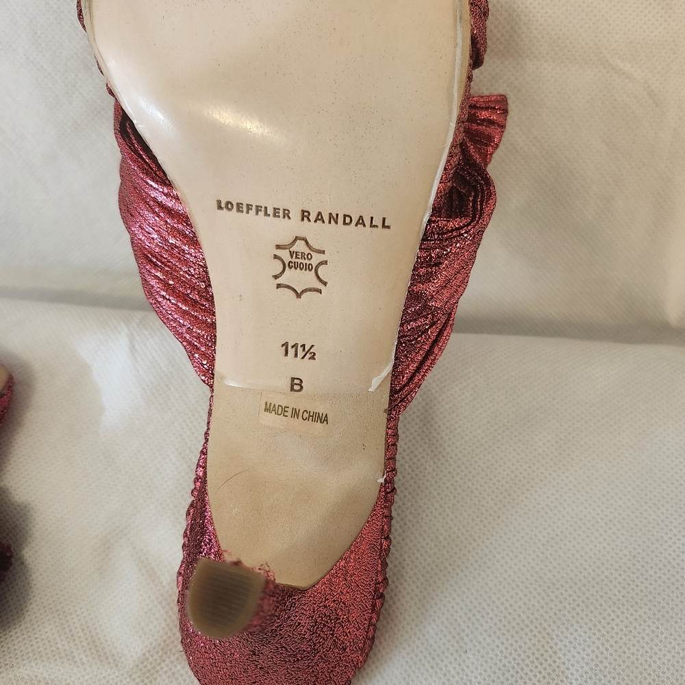 SOLD!!Loeffler RandallClaudia Pleated Skinny-Heel Mules in Fuschia Sz 11.5 - Picture 7 of 7